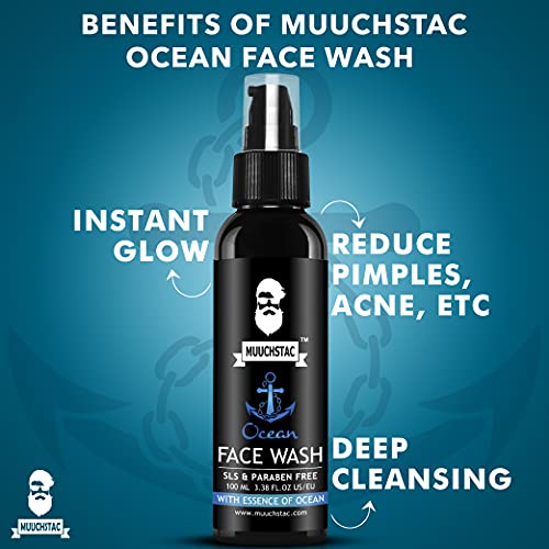 Muuchstac Ocean Face Wash for Men | Fight Acne & Pimples, Brighten Skin, Clears Dirt, Oil Control, Refreshing Feel - Multi-Action Formula | 100 ml (Copy)